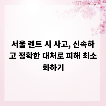 서울 렌트 시 사고, 신속하고 정확한 대처로 피해 최소화하기