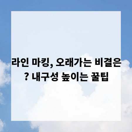 라인 마킹, 오래가는 비결은? 내구성 높이는 꿀팁