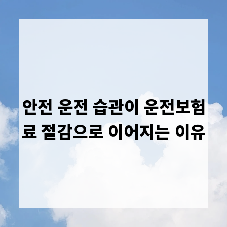 안전 운전 습관이 운전보험료 절감으로 이어지는 이유
