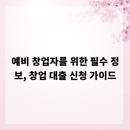 예비 창업자를 위한 필수 정보, 창업 대출 신청 가이드