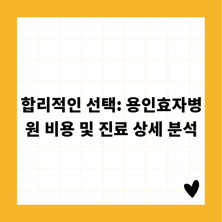 합리적인 선택: 용인효자병원 비용 및 진료 상세 분석