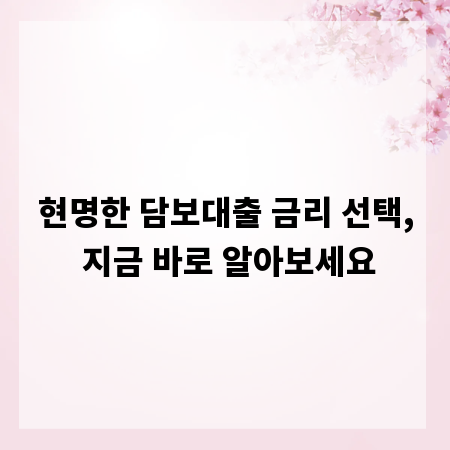 현명한 담보대출 금리 선택, 지금 바로 알아보세요
