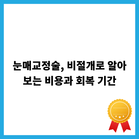 눈매교정술, 비절개로 알아보는 비용과 회복 기간