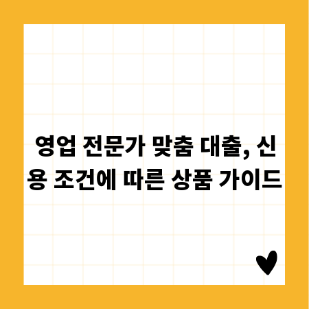 영업 전문가 맞춤 대출, 신용 조건에 따른 상품 가이드