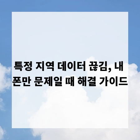 특정 지역 데이터 끊김, 내 폰만 문제일 때 해결 가이드