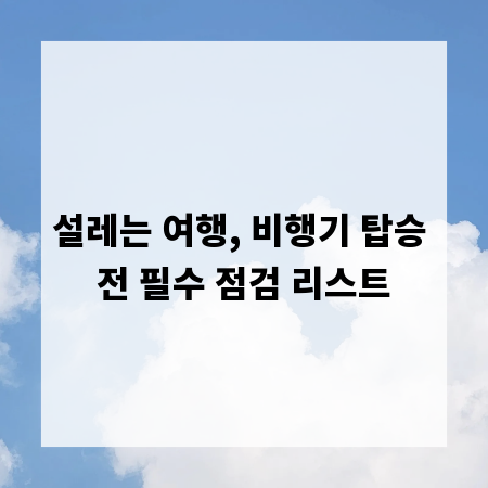 설레는 여행, 비행기 탑승 전 필수 점검 리스트