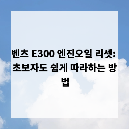 벤츠 E300 엔진오일 리셋: 초보자도 쉽게 따라하는 방법