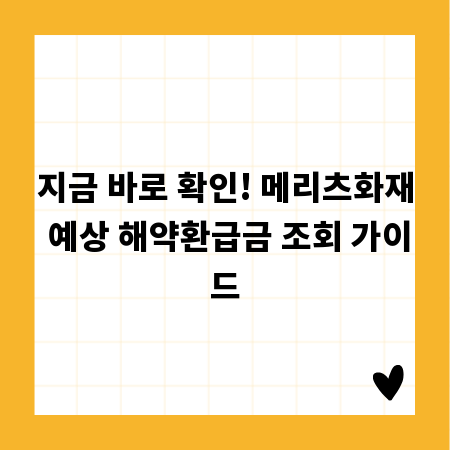 지금 바로 확인! 메리츠화재 예상 해약환급금 조회 가이드