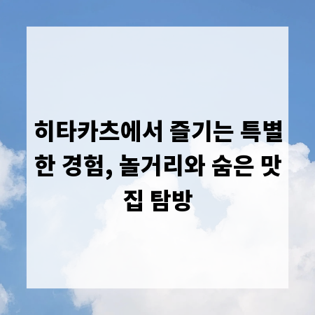 히타카츠에서 즐기는 특별한 경험, 놀거리와 숨은 맛집 탐방