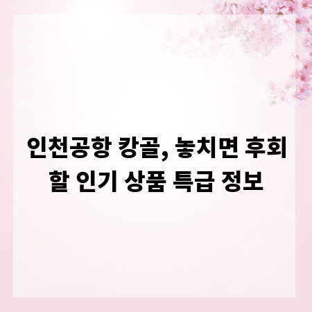 인천공항 캉골, 놓치면 후회할 인기 상품 특급 정보
