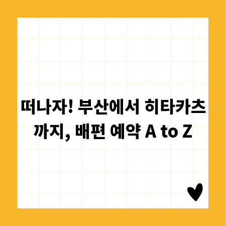 떠나자! 부산에서 히타카츠까지, 배편 예약 A to Z