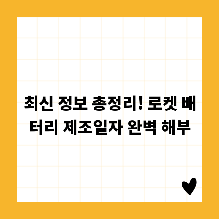 최신 정보 총정리! 로켓 배터리 제조일자 완벽 해부
