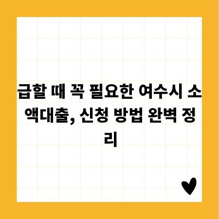 급할 때 꼭 필요한 여수시 소액대출, 신청 방법 완벽 정리