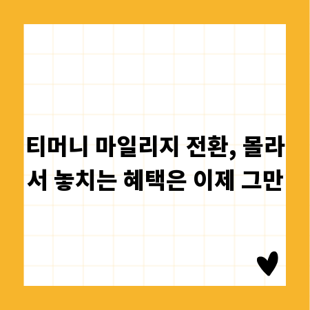 티머니 마일리지 전환, 몰라서 놓치는 혜택은 이제 그만
