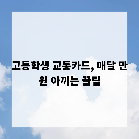 고등학생 교통카드, 매달 만원 아끼는 꿀팁