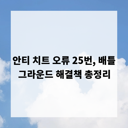 안티 치트 오류 25번, 배틀그라운드 해결책 총정리