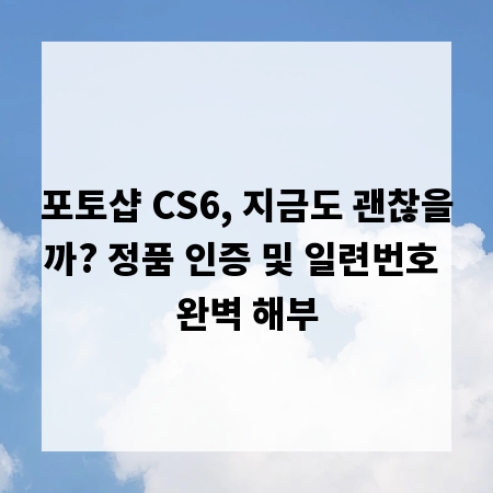 포토샵 CS6, 지금도 괜찮을까? 정품 인증 및 일련번호 완벽 해부