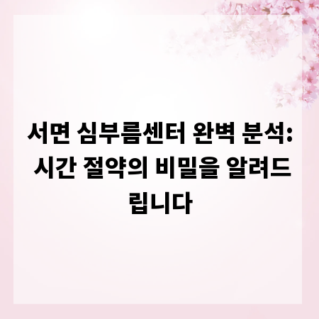 서면 심부름센터 완벽 분석: 시간 절약의 비밀을 알려드립니다