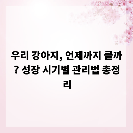 우리 강아지, 언제까지 클까? 성장 시기별 관리법 총정리