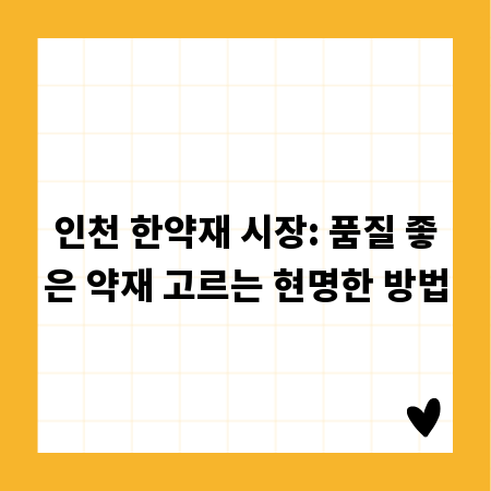 인천 한약재 시장: 품질 좋은 약재 고르는 현명한 방법