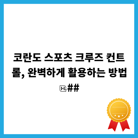 코란도 스포츠 크루즈 컨트롤, 완벽하게 활용하는 방법
##