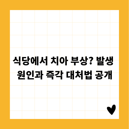 식당에서 치아 부상? 발생 원인과 즉각 대처법 공개