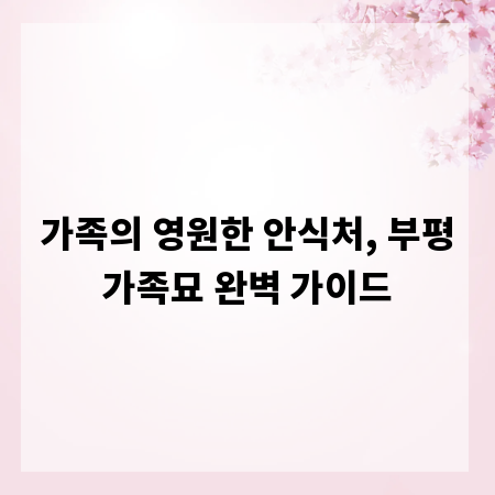 가족의 영원한 안식처, 부평가족묘 완벽 가이드