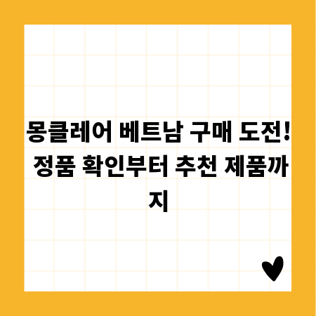 몽클레어 베트남 구매 도전! 정품 확인부터 추천 제품까지