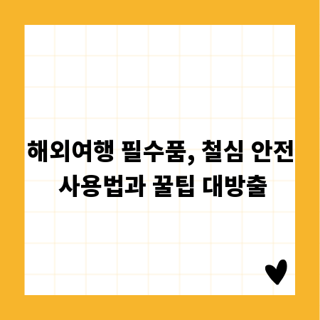 해외여행 필수품, 철심 안전 사용법과 꿀팁 대방출