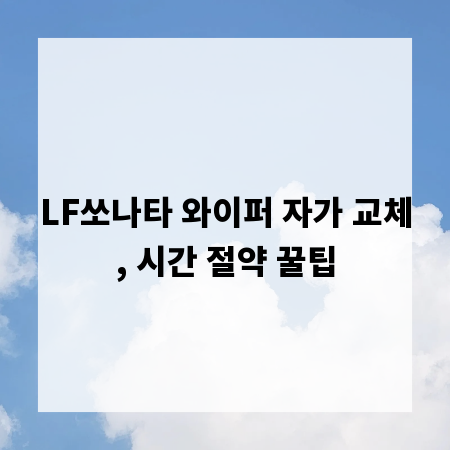 LF쏘나타 와이퍼 자가 교체, 시간 절약 꿀팁