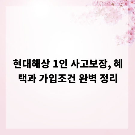 현대해상 1인 사고보장, 혜택과 가입조건 완벽 정리