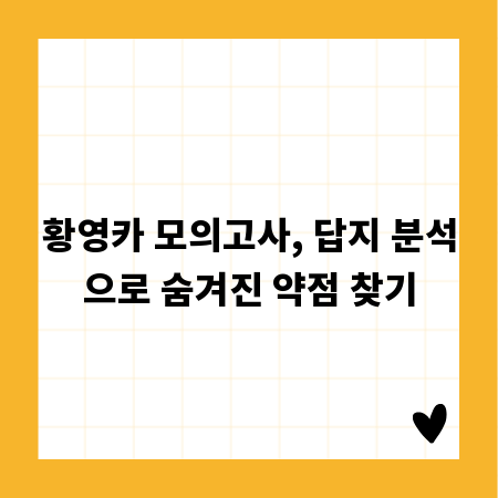 황영카 모의고사, 답지 분석으로 숨겨진 약점 찾기