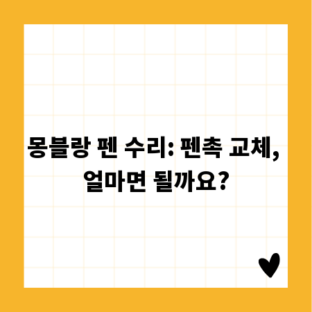 몽블랑 펜 수리: 펜촉 교체, 얼마면 될까요?