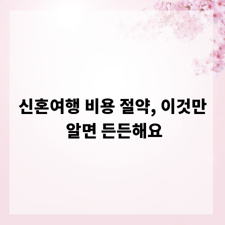 신혼여행 비용 절약, 이것만 알면 든든해요