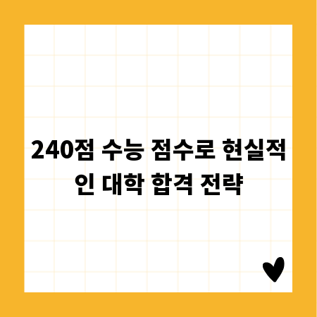 240점 수능 점수로 현실적인 대학 합격 전략
