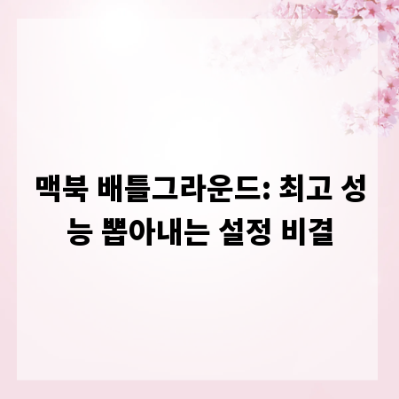 맥북 배틀그라운드: 최고 성능 뽑아내는 설정 비결