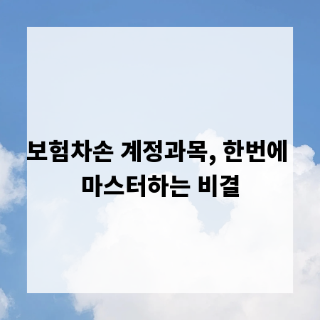 보험차손 계정과목, 한번에 마스터하는 비결