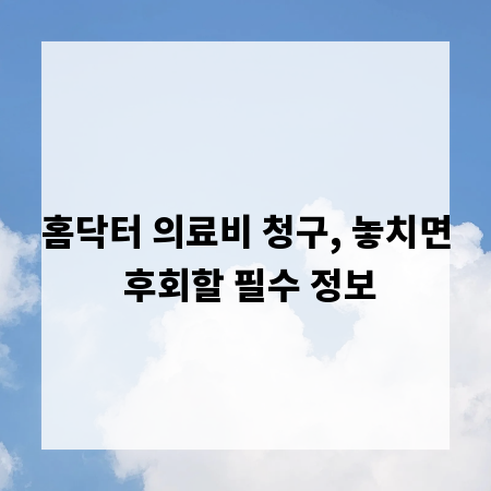 홈닥터 의료비 청구, 놓치면 후회할 필수 정보