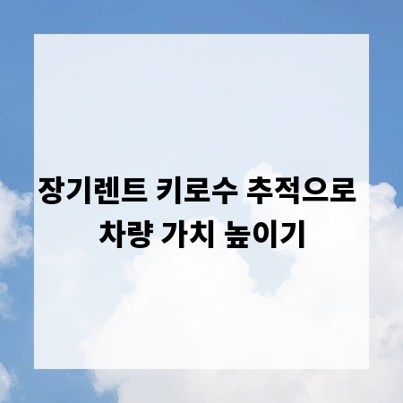 장기렌트 키로수 추적으로 차량 가치 높이기