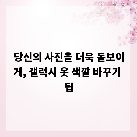 당신의 사진을 더욱 돋보이게, 갤럭시 옷 색깔 바꾸기 팁