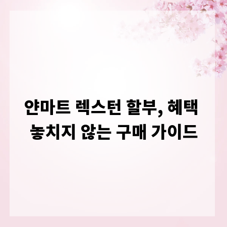 얀마트 렉스턴 할부, 혜택 놓치지 않는 구매 가이드