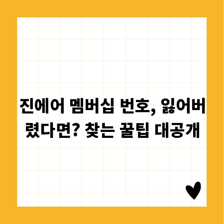 진에어 멤버십 번호, 잃어버렸다면? 찾는 꿀팁 대공개