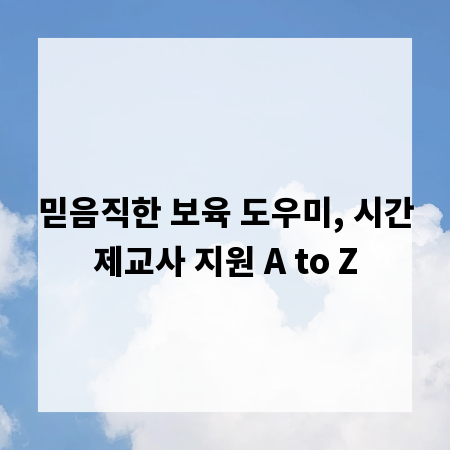 믿음직한 보육 도우미, 시간제교사 지원 A to Z