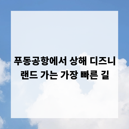 푸동공항에서 상해 디즈니랜드 가는 가장 빠른 길