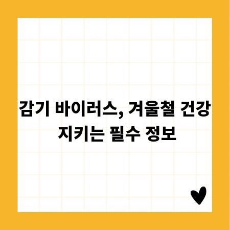 감기 바이러스, 겨울철 건강 지키는 필수 정보