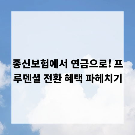 종신보험에서 연금으로! 프루덴셜 전환 혜택 파헤치기