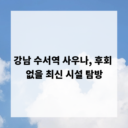 강남 수서역 사우나, 후회 없을 최신 시설 탐방