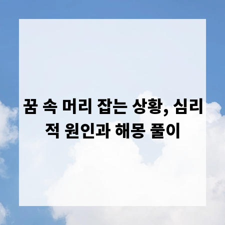 꿈 속 머리 잡는 상황, 심리적 원인과 해몽 풀이