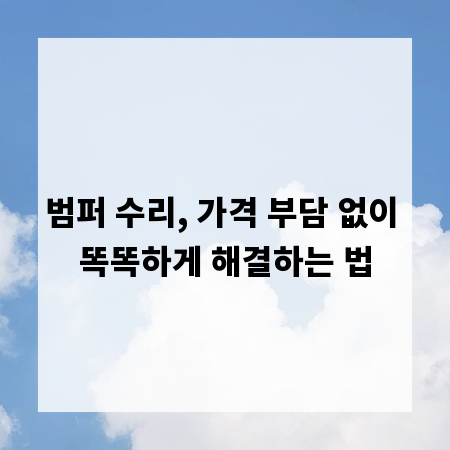 범퍼 수리, 가격 부담 없이 똑똑하게 해결하는 법