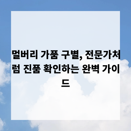 멀버리 가품 구별, 전문가처럼 진품 확인하는 완벽 가이드